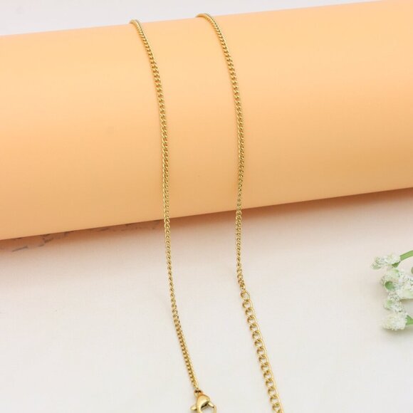 Gold Plated Dual Bar Drop Necklace with Bold Link Detail, XPNL0388 - Picture 11 of 13